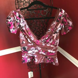 NWOT Karl Lagerfeld floral crop blouse